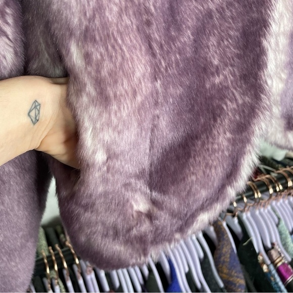 Libra Purple Faux Fox Fur Vintage Style Opera Coat - Picture 5 of 8